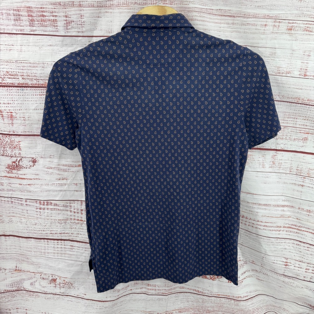 Polo Golf Ralph Lauren Mens Polo Shirt Size Medium Navy Paisley Short Sleeve - Picture 7 of 9
